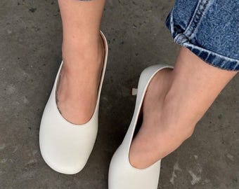 Anatomical Mid Heel Pumps | Wide Toe Box Shoes Women | Elegant Minimalist Dress Shoes | Bespoke Leather Footwear Any Color