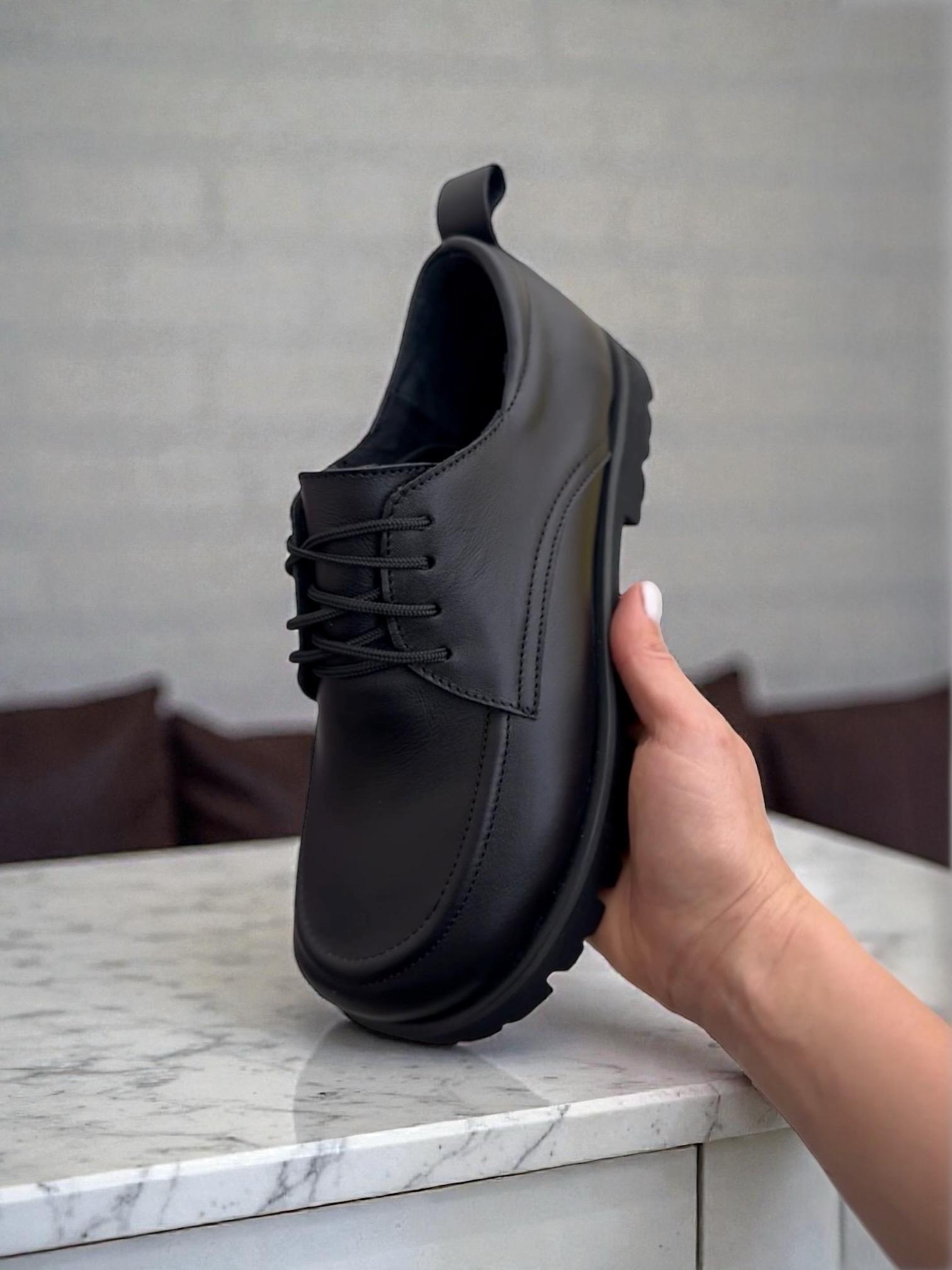 Black Leather Chunky Oxford | Wide Toe Box Shoes Women Anatomical