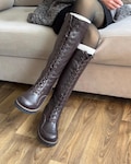 High Lace-Up Boots with Wide Toe | Women's Low Heel Boots with Zipper | Spring Autumn Boots |  Custom Boots any color