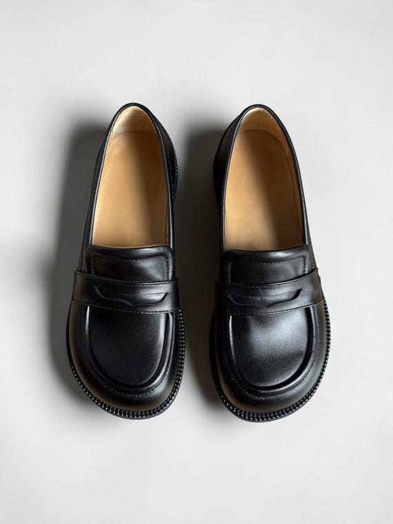 Black Leather Loafers | Wide Toe Box Shoes Women | Anatomical Barefoot Style Footwear | Handmade Custom Shoes Any Color