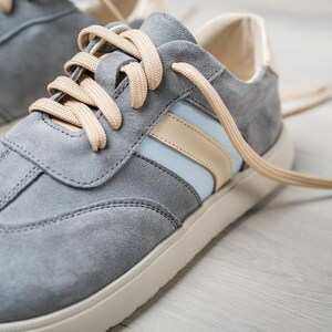 Gray Suede Sneakers | Wide Toe Box Shoes Women | Anatomical Handmade Sneakers | Colorful Leather Shoes | Barefoot Style Trainers Women image 6