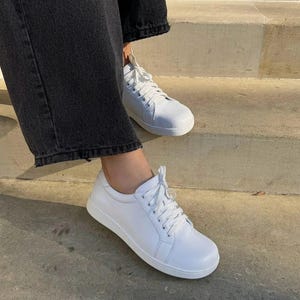 White leather sneakers - Wide Toe Box shoes women | anatomical handmade shoes | custom shoes any color