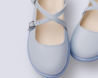 Criss Cross Strap Ballet Mary Jane Flats | Wide Toe Box Shoes Women | Genuine Leather Anatomical Barefoot Style Flatsshoes