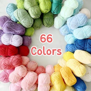 Filato di cotone al latte a 4 capi, 66 colori, gomitolo da 50 g per realizzare fiori all'uncinetto, borse, lavori a maglia, coperte amigurumi, ideale per regali all'uncinetto.