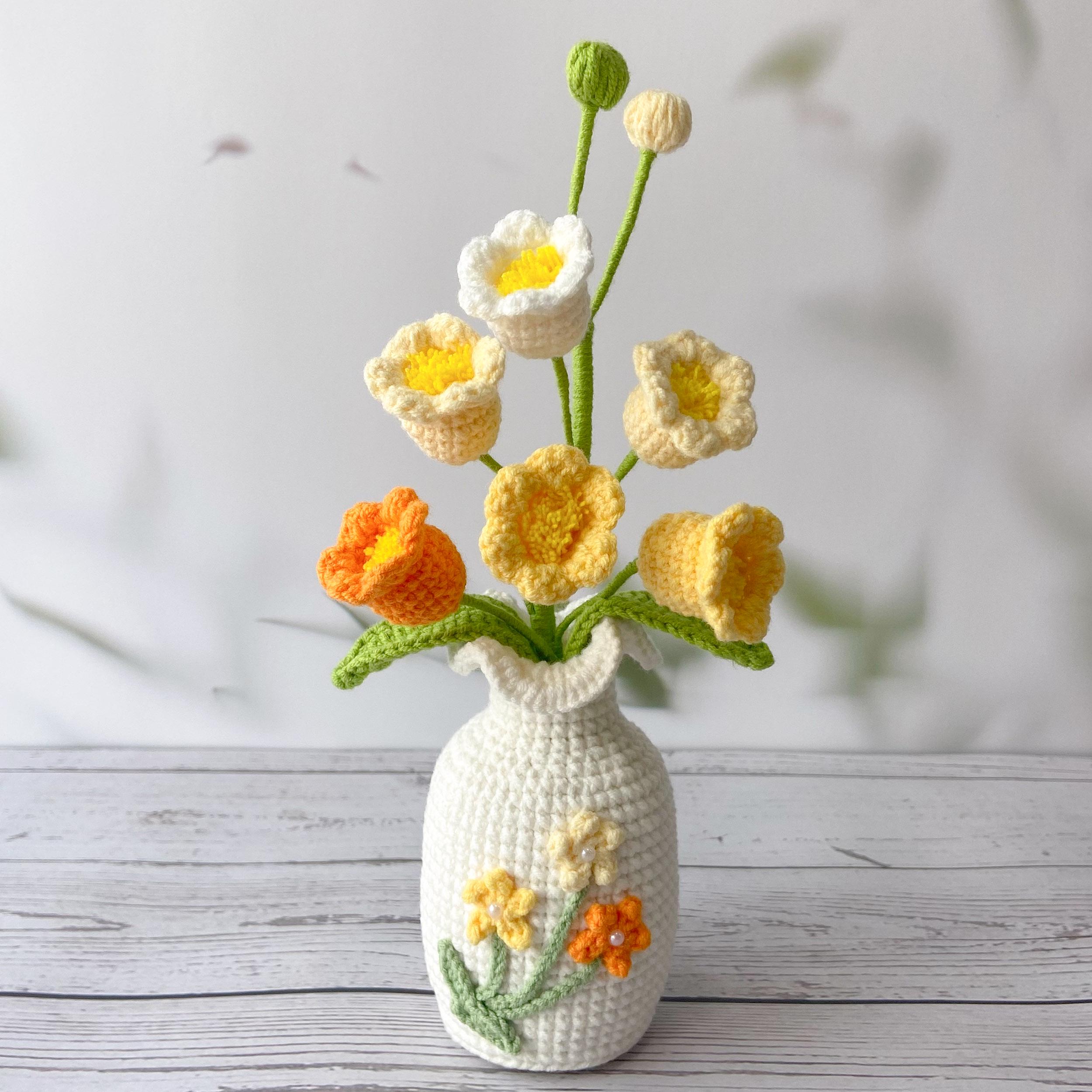 Crochet Flower Gift Box, Handmade Crochet White Lily of the Valley