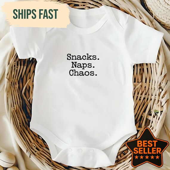 Bella+Canvas® Snacks Naps Chaos T-Shirt Funny Mom Life Gift New Parent Tee Shirt Humorous Toddler Parent Life Present Idea