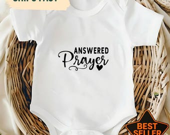 Body cristiano para bebé con la frase "Oración respondida", conjunto religioso para recién nacido, regalo para baby shower, regalo para padres primerizos, recuerdo para la llegada a casa.