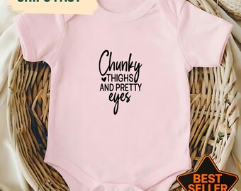 Body divertido para bebé con la frase "Muslos regordetes y ojos bonitos", regalo ideal para recién nacidos, regalo para baby shower, conjunto para la salida del hospital, regalo para mamá primeriza.