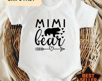 Lindo body de bebé "El osito de Mimi", regalo para baby shower para la abuela, anuncio de embarazo, regalo para revelar que son abuelos