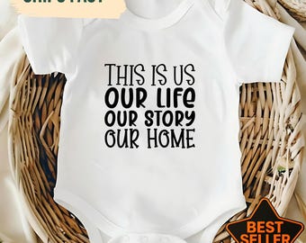 Lindo body para bebé "This Is Us, Our Life Our Story Our Home", regalo para baby shower familiar, conjunto para recién nacido para la salida del hospital, regalo para bebé recién nacido
