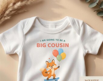 Body "Diventerò un cugino maggiore", completo, annuncio di gravidanza, regalo per baby shower, regalo per neonato, abbigliamento per neonati