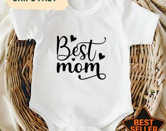 Lindo body de bebé "La mejor mamá", conjunto para recién nacido para la salida del hospital, regalo para baby shower, regalo para mamá primeriza, recuerdo del Día de la Madre, idea para revelar el sexo del bebé.