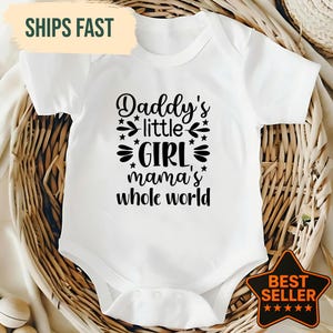 Cute "Daddy's Little Girl Mama's Whole World" Baby Bodysuit, New Baby Girl Gift, Coming Home Outfit, Baby Shower Gift, Newborn Reveal