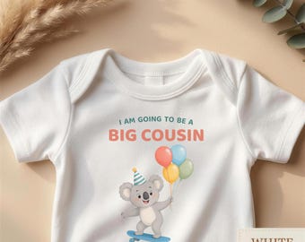 Body "Diventerò un cugino maggiore", completo, annuncio di gravidanza, regalo per baby shower, regalo per il nuovo cugino maggiore, rivelazione del sesso del bambino