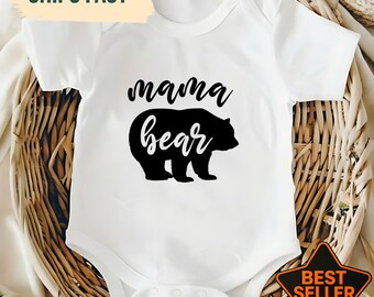 Body adorable de "Mamá Osa", regalo para baby shower, regalo para mamá primeriza, conjunto para la salida del hospital del recién nacido, anuncio de embarazo con temática de osos.