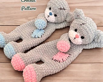 Crochet bear snuggler pattern Bear lovey pattern for kids Amigurumi bear cuddle toy pattern