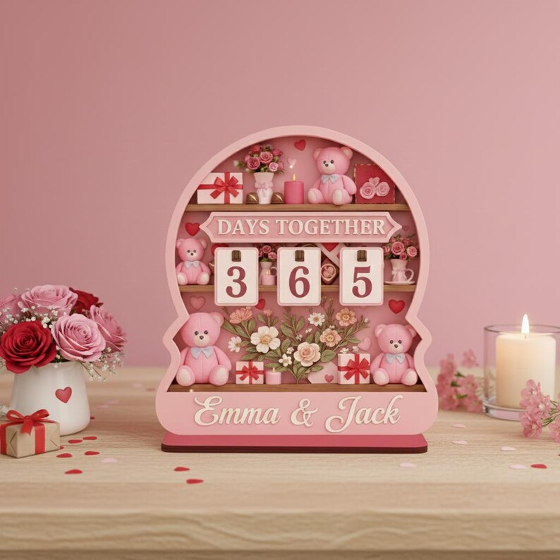 Romantic Countdowns Personalized Love Tracker: Custom Wood Days in Love Countdown 2025 - Etsy