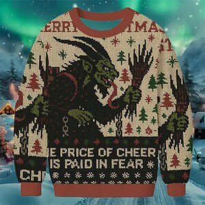 Horror Movie Characters Christmas Ugly Sweater, Gifts For Horror