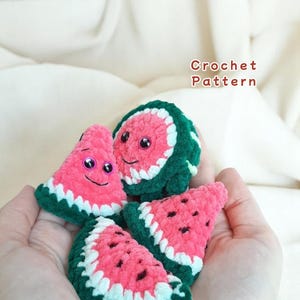 Watermelon Slices Crochet Pattern, Amigurumi Fruit Tutorial, Cute Summer Plush Toy, PDF in English, Beginner Friendly