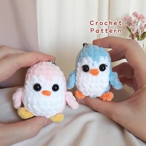 Penguin Keychain Crochet Pattern, No Sew Amigurumi Tutorial, Cute Mini Plush Toy, PDF in English, Beginner Friendly