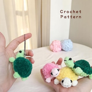 Turtle Keychain Crochet Pattern PDF, No Sew Amigurumi Tutorial, Handmade Amigurumi Turtle, Crochet Keychain Pattern