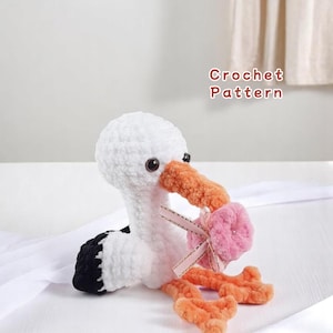 Crochet Little Stork Pattern, Amigurumi Tutorial PDF in English, Stuffed Stork Toy, Baby Shower Gift Crochet Pattern