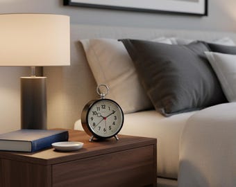 Black Metal Alarm Clock: Cloudnola Factory Analogue Desk Clock
