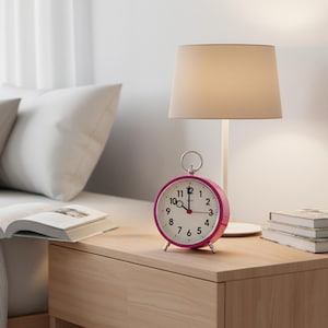 Cloudnola Factory Pink Alarm Clock: Metal Analogue Desk Clock