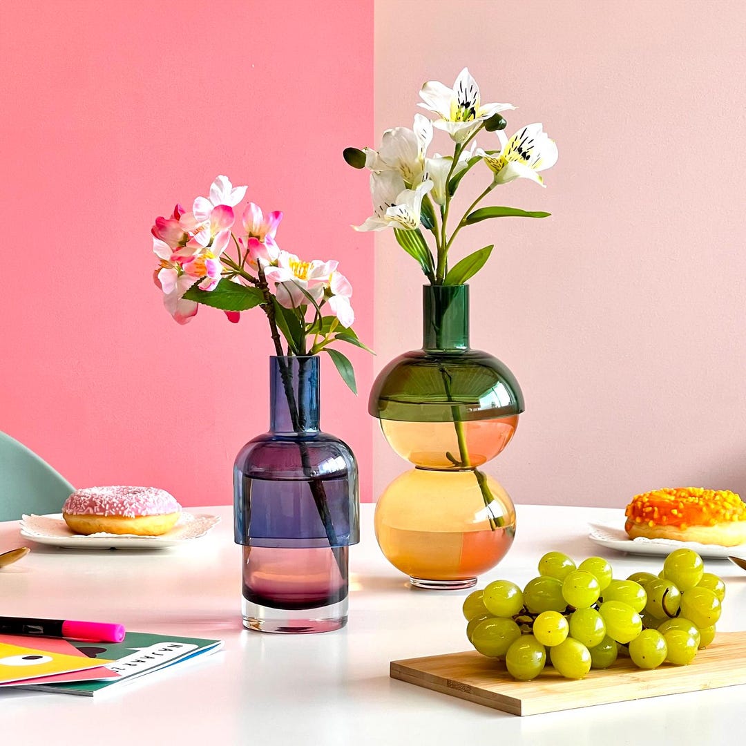 Cloudnola Fusion Vase Set: Reversible Glass Vase & Candle Holder