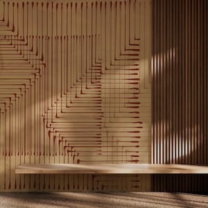 Geometric Wall Mural, Abstract Lines Photo Wallpaper, Japandi Style Wall Decor [Òtranto]
