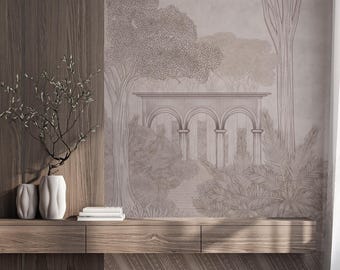 Mid Century Italian Landscape Wallpaper, Ancient Rome Mural, Graphic Wall Decor ( Impero romano )