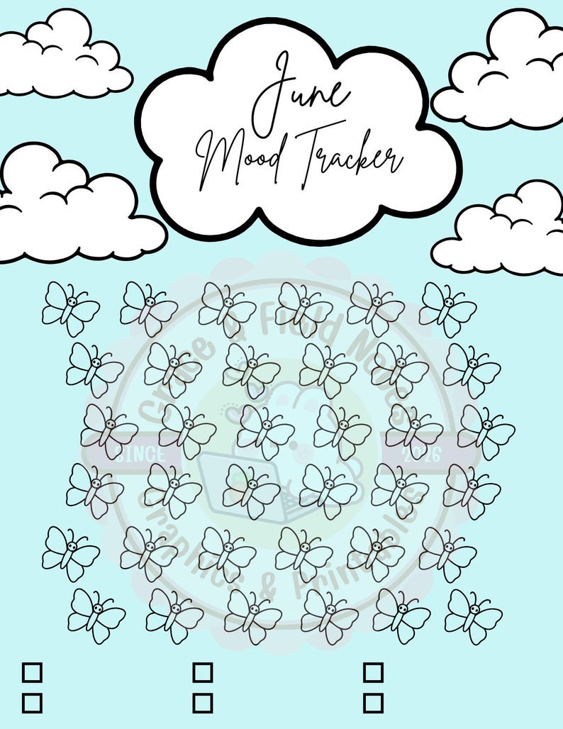 Butterfly Mood Tracker Printable June 2026 | Planner & Bullet Journal ...