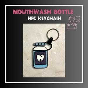 Porta-chaves com frasco de enxaguatório bucal NFC – Cartão de visita digital inteligente para dentistas e estudantes!