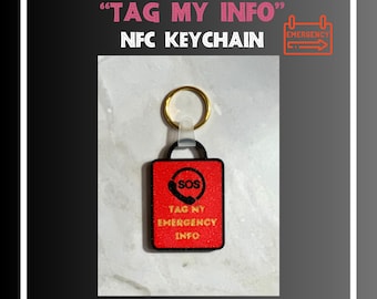 Emergency Contact Keychain Medical Sos Alert Device NFC Safety Tag Health Information Digital System Emergency Access Medical Profile Data