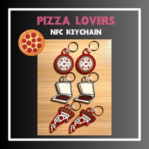 NFC-pizzasleutelhanger – Tik om te delen en te verbinden – Leuk digitaal visitekaartje voor pizzaliefhebbers en fijnproevers