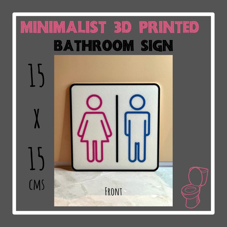 Minimalist Unisex Bathroom Door Sign | Pink & Blue Gender Symbols