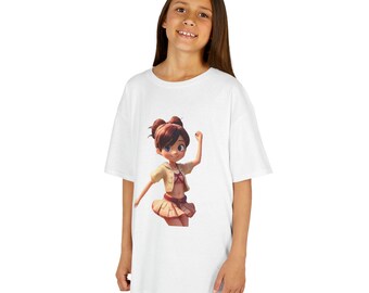 Anime Style Girl Kids Tee, Children's T-Shirt, Cartoon Character Youth Shirt, Japanese Animation Kid Top, Cute Manga Girl Child Apparel