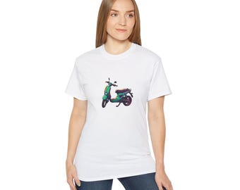 Anime Style Scooter Unisex Tee, Graphic T-Shirt, Japanese Cartoon Motorized Bike Shirt, Manga Art Apparel, Otaku Gift Top
