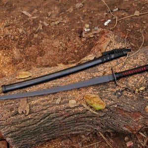 Handgeschmiedetes Samurai Katana Schwert: Schwarz & Burgund, 96cm