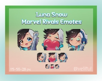 Emotes de Luna Snow Marvel Rivals: emoticón de chica de anime, chica linda, para transmitir en Twitch y Discord, Jeff el tiburón, chica ardilla, emoticón de corazón