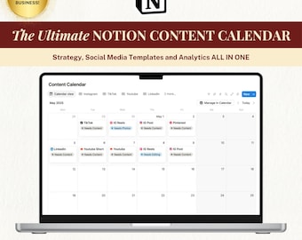 Social Media Calendar, Notion Social Media Planner Template, Notion Planner, Notion Template, Notion Dashboard, Business Templates