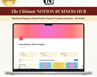 Notion Template, Business Template, Business Planner, Notion Business Dashboard, Notion Business Hub Template, Aura Aesthetic, ADHD Planner