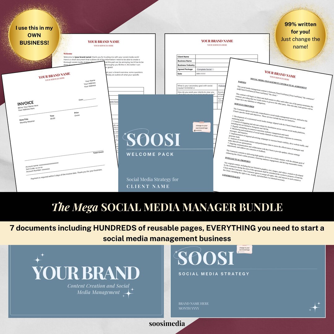 Social Media Manager Template Kit, Canva Mockup, Social Media Kit