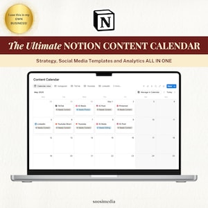 Notion Template Social Media Planner, Digital Content Creator Template, Ultimate Creator System, Social Media Content Marketing Calendar