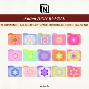 Notion Bundle Aura Gradient Notion Icons Flower Desktop Folder Icons Aesthetic Digital Download Mac & Windows File Icons Pastel Notion