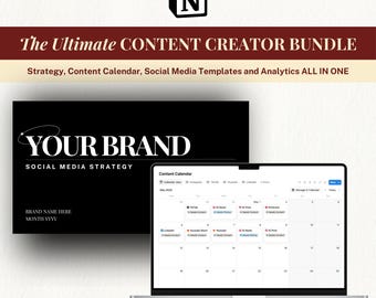 Social Media Manager, Content Planner Bundle: Strategy, Notion Social Media Planner, Social Media Templates, Content Calendar