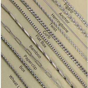 Stainless Steel Silver Chain: Anklet, Bracelet, Necklace - Figaro, Rope, Paperclip, Twist