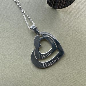 Engraved Family Name Necklace: Personalized Heart Pendant