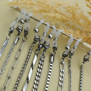 Cadena de plata para gafas de sol, collar, cuerda, bordillo, fígaro, regalo para ella o para él, cadena para gafas de sol, cordón para gafas, el mejor regalo para el día de San Valentín