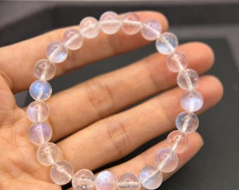 High Quality Adularescence Moonstone Bracelet, natural moonstone bead bracelet, untreated moonstone bracelet, Adularescence effect